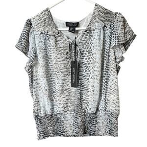 Rachel Zoe Black and White  Animal Print Women's Top Sz M New With Tag